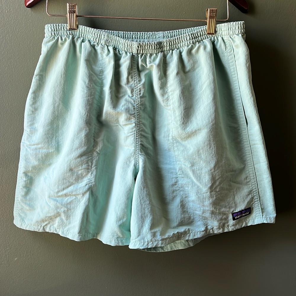 Patagonia Worn Wear - L - Turquoise Swim Shorts Made in Nicaragua